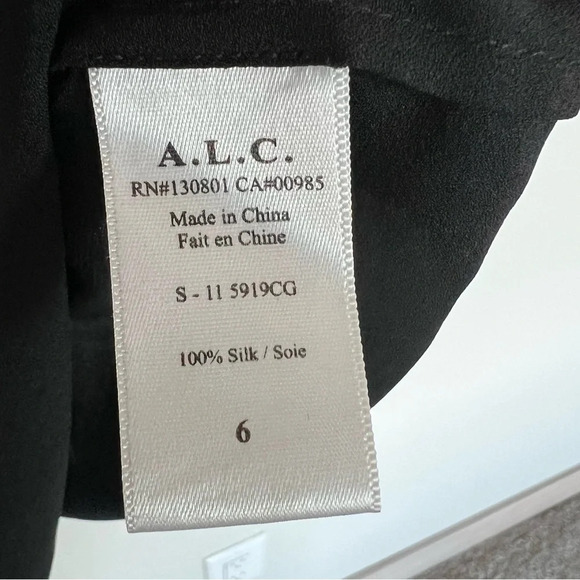NWOT A.L.C. Danielle Long Sleeve Silk Blouse Black Tie Neck Casual Women’s 6 - Picture 8 of 11